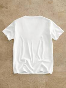 Manfinity NXTstreet 男士休闲日常度假字母印花纹理面料圆领 T 恤 - 白色 - 查看 3