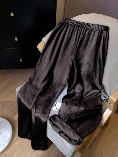 GlowEve CURVE Plus Size Women Silver Color Straight Leg Loose Office/Party Pants Fall Cloth For Women