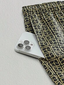 HIMLAND Set de 2 pantalones cortos casuales de cintura media con cordón y pierna recta para hombres