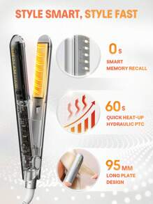 SHEGLAM HAIR 時尚別緻的 Insta-Heat 直髮造型器，二合一直發和捲髮，負離子直發器，10 分鐘快速拉直，智能記憶設置，5 種溫度設置，100-240V 通用電壓，適合全球旅行 - 美國插頭 生日 禮物 假期 粉紅色的 氛圍 化妝品 旅行 學校 節慶 玫瑰 展示 女孩 魅力 護髮 母親節 想要 時尚 銳舞派對 - 黃色 - 查看 5