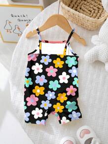 SHEIN 女婴休闲连体衣，适合春夏季 - 彩色 - 查看 2