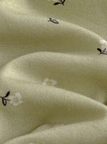 Loomiva Baby Girl  Tight Fit PajamaFloral Print Knit Snug Fit Pajamas - Soft Round Neck Long Sleeve Top And Elastic Waist Tight Pants 2Pcs Set Fall Winter