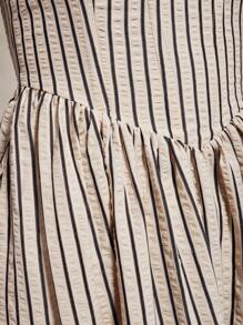 COSMINA 女式条纹印花无袖中长连衣裙 - 杏色 - 查看 7