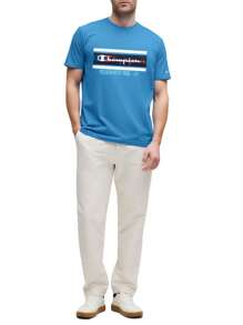 Champion 男士休闲百搭字母印花短袖T恤 - 藍色 - 查看 3