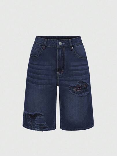 Grunge Punk Short en jean avec broderie croix mode été pour femmes
