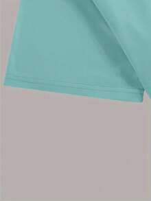 Women's Casual Slogan Print Round Neck T-Shirt, Summer - Dusty Blue - View 5