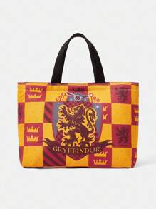 HARRY POTTER X SHEIN Plaid & Badge Decor Lunch Bag, For Office Worker, Student - Multicolor - View 3