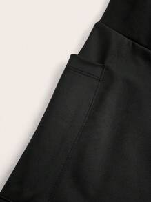 SHEIN EZwear 大码黑色紧身裤搭配仿裙子 - 黑色 - 查看 5