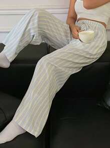 DAZY Striped All-Over Print Straight-Leg Women Pajama Bottoms, Fall - Yellow - View 3