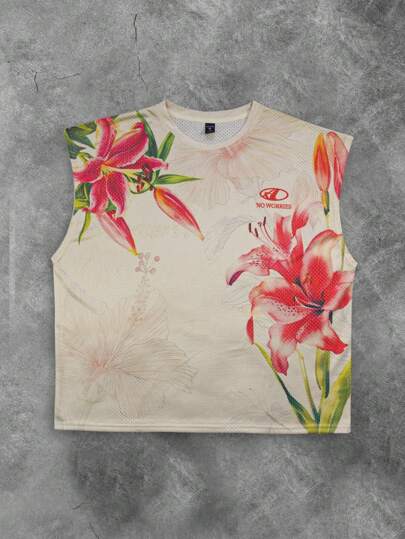 Street Life Canotta da uomo con stampa floreale, adatta per l'uso quotidiano in primavera/estate