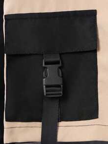 SHEIN 男大童字母圖案雙色帶扣細節連帽夾克和褲子