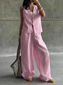 Coolane Kids Teen Girls Spring/Summer Striped Light Blue Fitted Sets,Two Pieces Outfits,Parent-Child Clothing - Pink - View 4