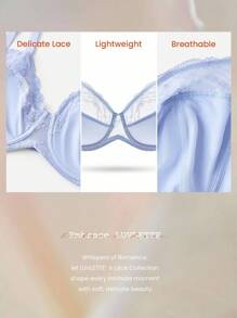 LUVLETTE 加全覆盖支撑透气钢圈网眼蕾丝优雅蓝色迷你文胸性感内衣 - 紫色 - 查看 3