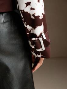 Anewsta Women's Casual Chic Animal Print Camo Short Jacket, Long Sleeve Motorcycle Outerwear For Autumn - Brown - View 8