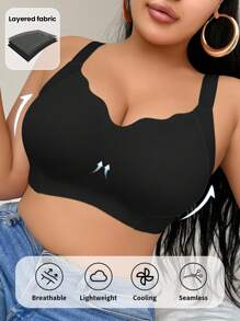 Snug Zone Reggiseno senza cuciture, con coppa morbida e senza ferretto, in taglie comode, con scollo a V, supporto confortevole - nero - Visualizzare 5