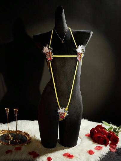 SpicyHot Popcorn Fast-Food Style Sexy Slinky Lingerie Set For Women, Going Out Sexy