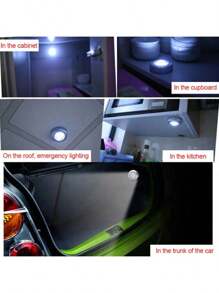 1个圆形LED触摸灯 床头柜小夜灯 粘在汽车后备箱走廊浴室卧室厨柜家居装饰 不含电池 LED手持圆形灯 LED无线橱柜小夜灯 适用于书桌床头楼梯家居装饰户外露营应急照明粘贴灯 时尚壁灯橱柜衣柜汽车后备箱照明触摸灯应急灯帐篷灯