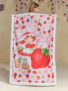 Strawberry Shortcake X SHEIN Cartoon Character & Strawberry Printed Plus Fleece Thick Blanket, DayGift Ideas