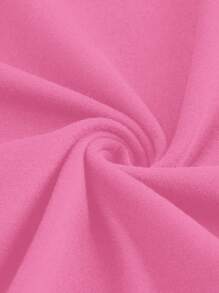 SHEIN EZwear Áo thun nữ cổ tròn tay raglan màu đen ôm sát, màu hồng fuchsia tối giản, phù hợp cho mùa hè - Màu Hồng Tươi - Xem 7