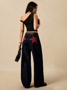 Easelle 女士宽松时尚牛仔裤，适合夏季 - 藍色 - 查看 9