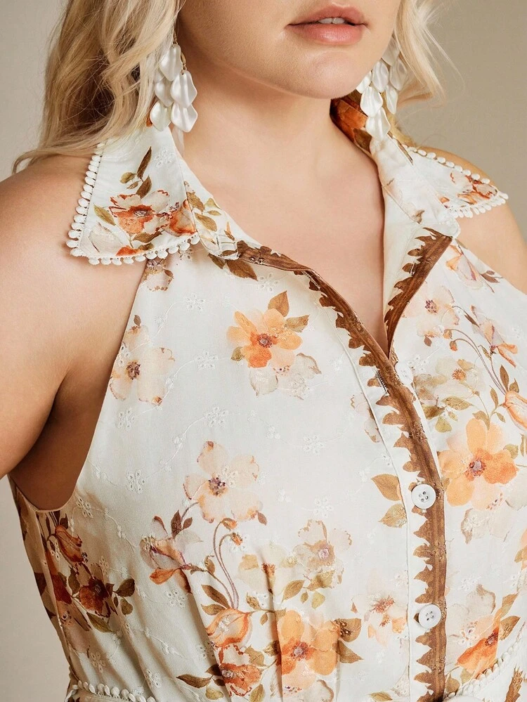 Floral Print High Waist Maxi Dress With Ruffle Hem