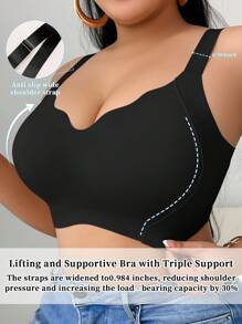 Snug Zone Reggiseno senza cuciture, con coppa morbida e senza ferretto, in taglie comode, con scollo a V, supporto confortevole - nero - Visualizzare 3