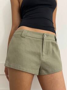 SHEIN EZwear Green Casual Women Shorts, Fashionable For Summer