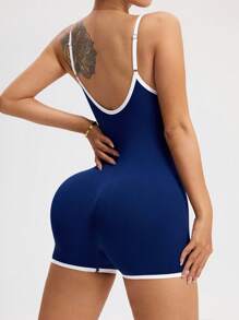 Easithlete 无缝瑜伽连体裤，可调节细肩带/撞色/可拆卸罩杯衬里/时尚性感/多功能，适合健身、跑步、户外运动、有氧运动