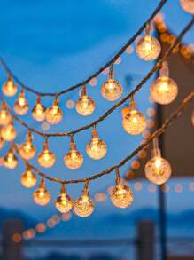 1 件 10/20/40/100 灯 1.5/3/6/10 米圣诞装饰仙女灯 LED 户外露营氛围灯小灯泡天篷帐篷摊位灯串七彩闪灯星空灯泡泡球形电池盒灯串