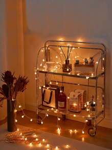 1 件 10/20/40/100 灯 1.5/3/6/10 米圣诞装饰仙女灯 LED 户外露营氛围灯小灯泡天篷帐篷摊位灯串七彩闪灯星空灯泡泡球形电池盒灯串