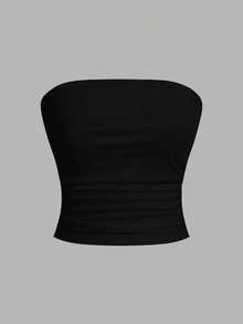 SHEIN EZwear 3件套女士休闲褶皱露脐吊带背心套装 - 彩色 - 查看 8