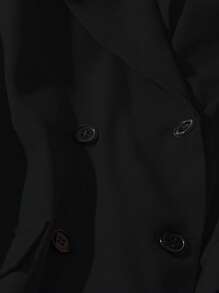 GlowEve CURVE Áo khoác blazer dài tay thanh lịch màu trơn hai hàng khuy cỡ lớn cho nữ - màu đen - Xem 3