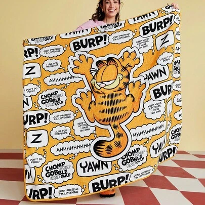 GARFIELD | SHEIN Printed Flannel Blanket,Spring / Winter