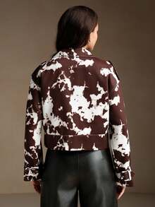 Anewsta Women's Casual Chic Animal Print Camo Short Jacket, Long Sleeve Motorcycle Outerwear For Autumn - Brown - View 9
