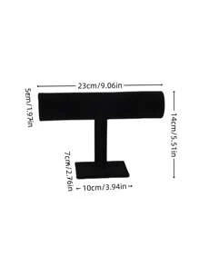 1 件 T 形天鹅绒珠宝展示架，单层手链收纳架，适用于头带、项链、手表、手链展示架 1 件，黑色手链收纳架，适用于家庭 - 黑色 - 查看 4