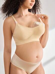 BloomMama Bra Menyusui Hamil Warna Polos yang Lembut & Nyaman - Aprikot - View 5