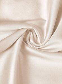 SHEIN Clasi Plus Size Bowknot Collar Ruched Waist Shirt - Champagne - View 3