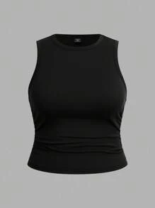 SHEIN EZwear 女士休闲纯色豹纹吊带背心三件套，夏季