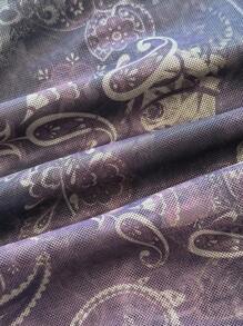 SHEIN EZwear Purple Floral Print Mesh Women's Spaghetti Strap Top - Purple - View 6