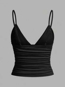 SHEIN EZwear 3 件套女士休闲褶皱修身吊带背心，带胸罩杯，适合夏季 - 彩色 - 查看 7