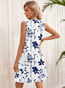 EMERY ROSE 女士休闲简约圆领无袖宽松迷你连衣裙，适合夏季