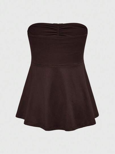 Goth Top tipo bandeau ajustada de unicolor con estilo Y2K para mujer, de verano