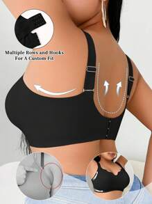 Snug Zone Reggiseno senza cuciture, con coppa morbida e senza ferretto, in taglie comode, con scollo a V, supporto confortevole - nero - Visualizzare 2