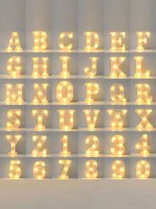 26 Letter LED Lights Luminous Number 0-9Lamp Wedding Birthday Christmas Decoration Decoration Night Light Party Bedroom 16CM Height (Without Battery) - White - View 12