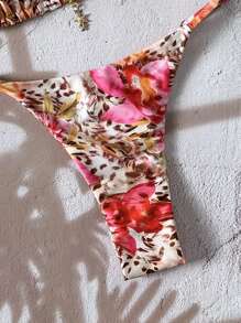 Elavelle Spring Break Women's Random Print Spaghetti Strap Sexy Bikini Swimwear Sets, Summer Outfits - Multicolor - View 7