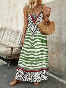 EMERY ROSE 女士舒适弹性针织休闲/度假风格长款吊带裙，适合夏季 - 彩色 - 查看 1