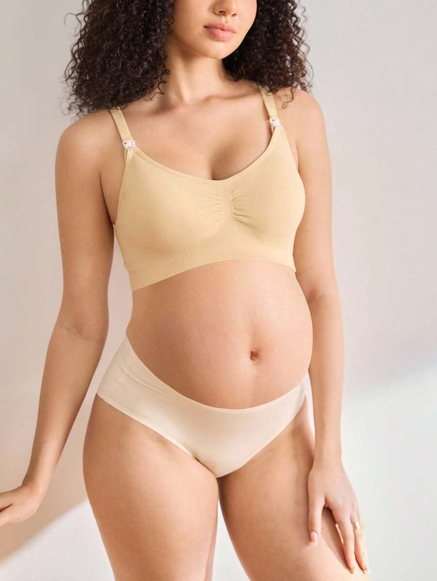 BloomMama Bra Menyusui Hamil Warna Polos yang Lembut & Nyaman - Aprikot - View 1