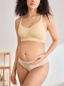 BloomMama Bra Menyusui Hamil Warna Polos yang Lembut & Nyaman - Aprikot - View 3