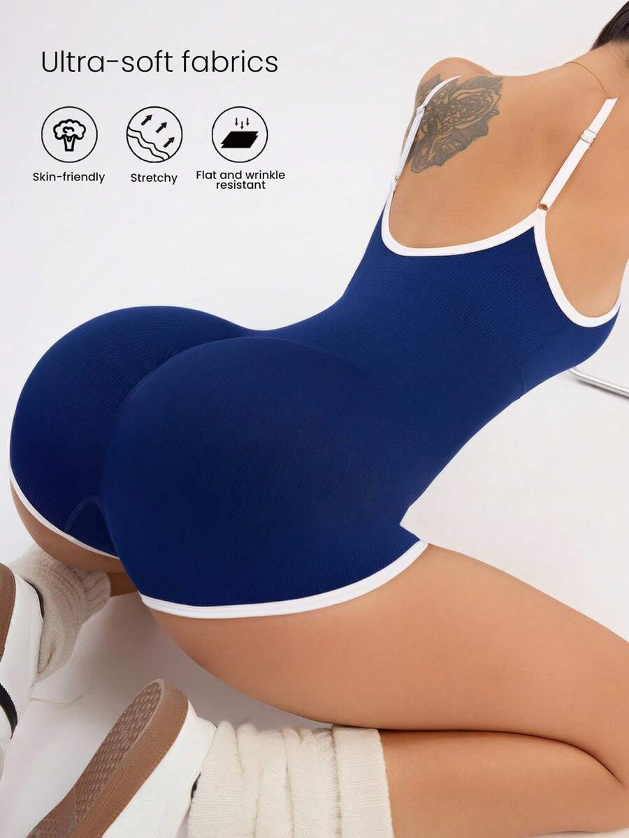 Easithlete 无缝瑜伽连体裤，可调节细肩带/撞色/可拆卸罩杯衬里/时尚性感/多功能，适合健身、跑步、户外运动、有氧运动