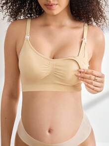 BloomMama Bra Menyusui Hamil Warna Polos yang Lembut & Nyaman - Aprikot - View 4